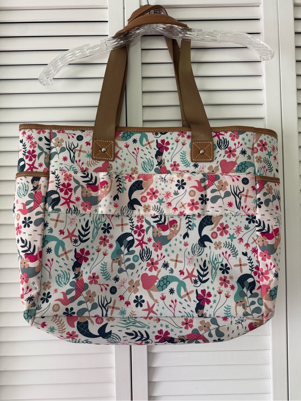 Lily Bloom satchel handle zipper large tote sea garden mermaid. - Picture 5 of 13